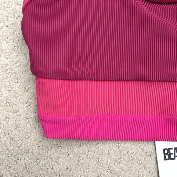NEW Beach Riot Eva Pink Colorblock Ribbed Bikini Top Women’s Size Small - Picture 4 of 7